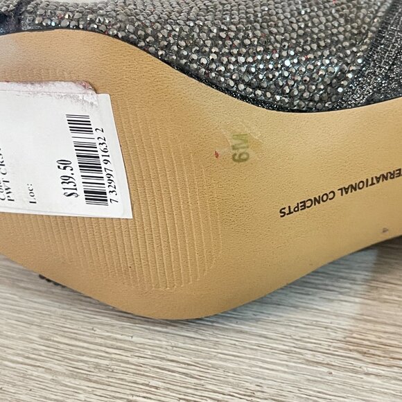 New INC International Concepts 6 Isaura Bootie Boots Pewter Crystals Bow Bling - Picture 11 of 14